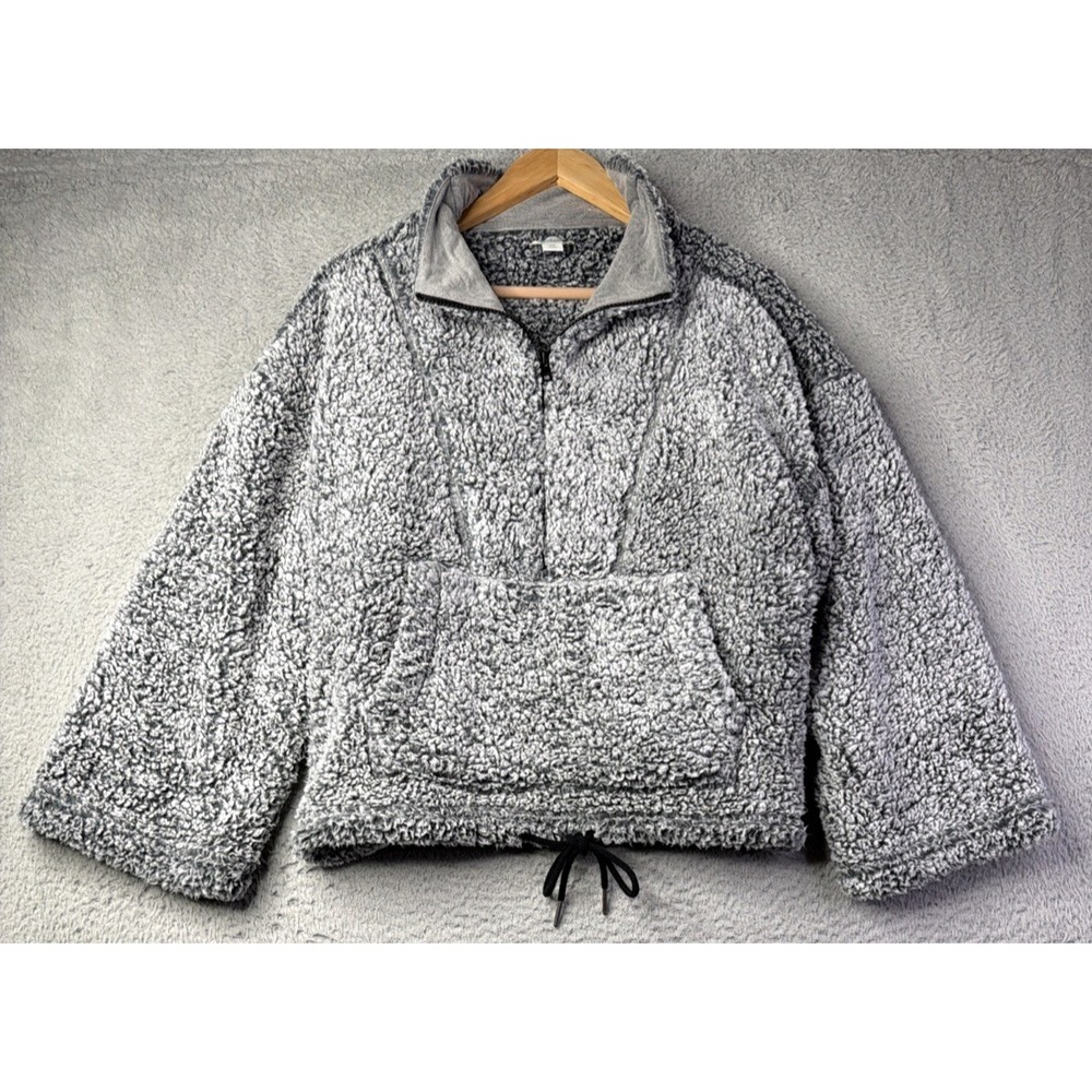 Sundance Sweater Womens Medium P Gray Half Zip Fluffy Soft Front Pocket Sundance